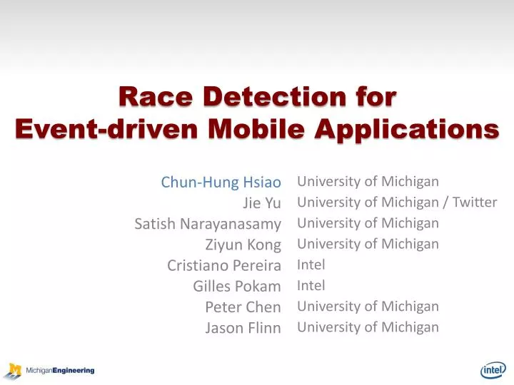 race detection for event driven mobile applications