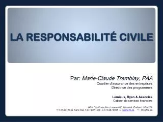 PPT - LA RESPONSABILITE CIVILE PowerPoint Presentation, Free Download ...