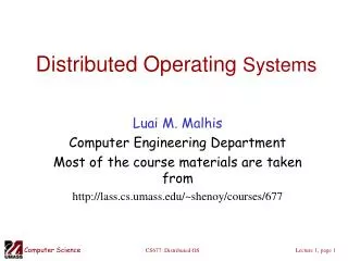 Distributed Operating Systems