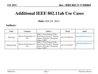Additional IEEE 802.11ah Use Cases