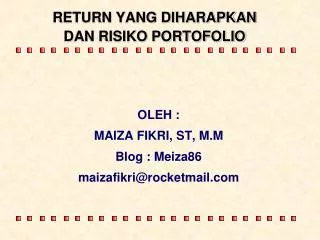 return yang diharapkan dan risiko portofolio