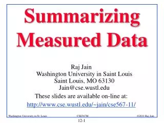 Summarizing Measured Data