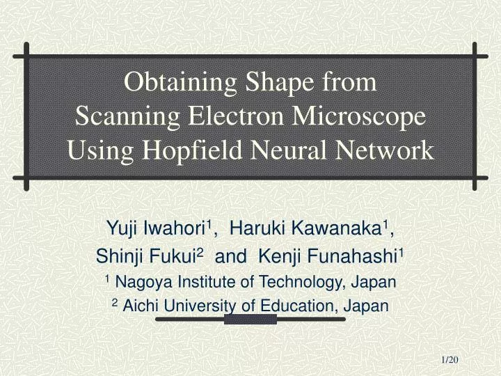 obtaining shape from scanning electron microscope using hopfield neural network