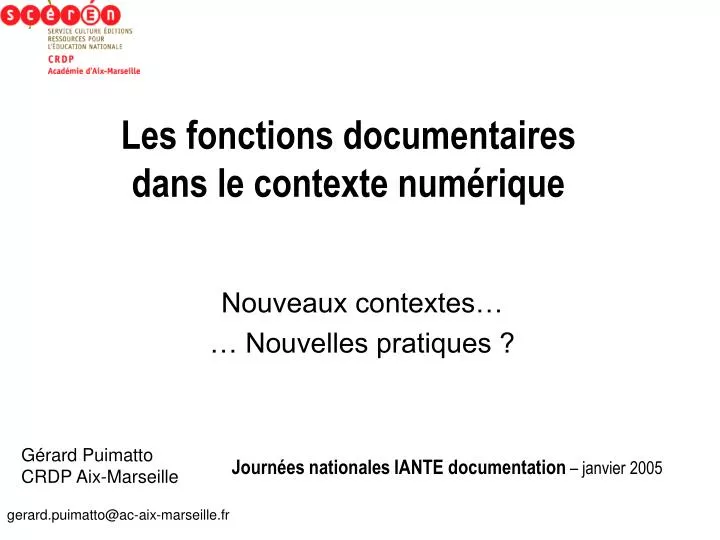 les fonctions documentaires dans le contexte num rique