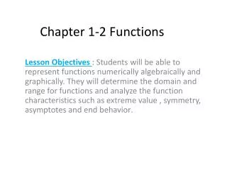 Chapter 1-2 Functions