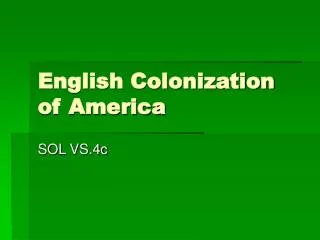 English Colonization of America