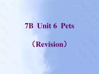 7B Unit 6 Pets ? Revision ?