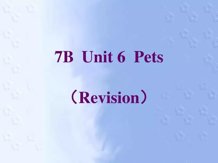 7b unit 6 pets revision