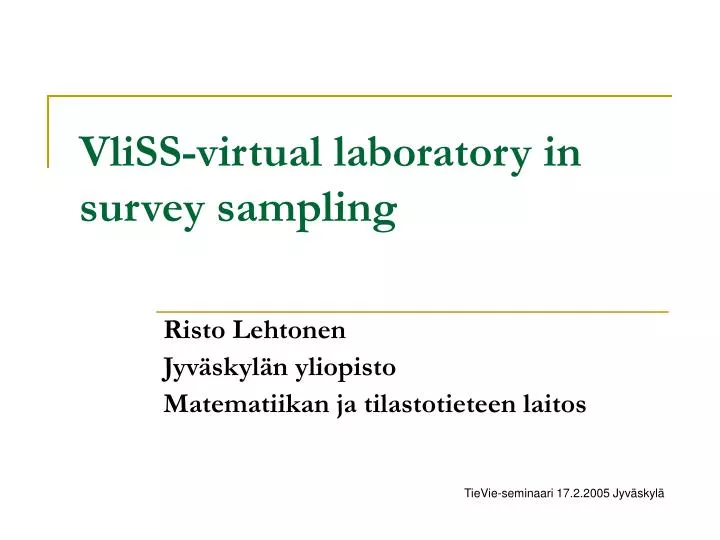 vliss virtual laboratory in survey sampling