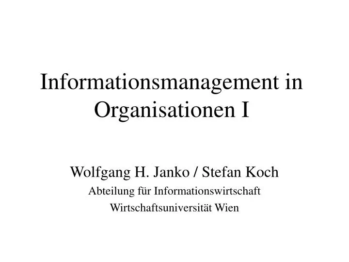 informationsmanagement in organisationen i