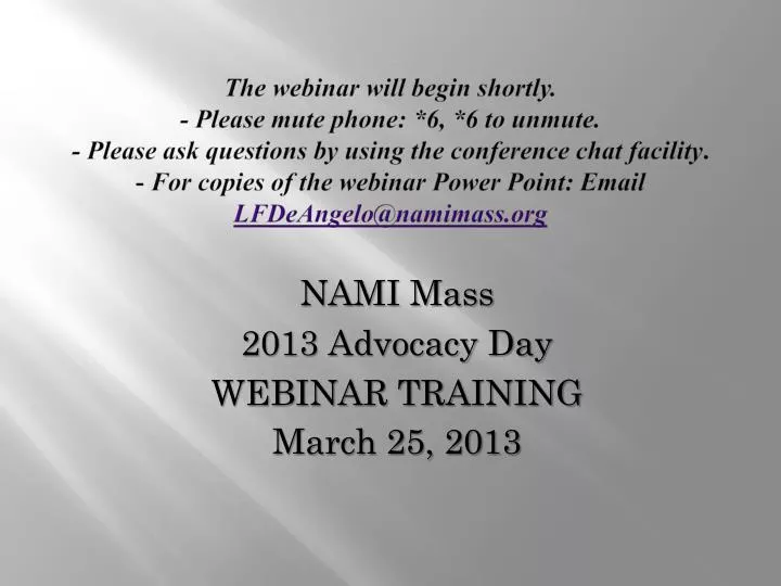 nami mass 2013 advocacy day webinar training march 25 2013