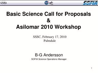 Basic Science Call for Proposals &amp; Asilomar 2010 Workshop