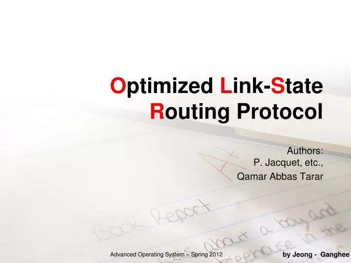 o ptimized l ink s tate r outing protocol