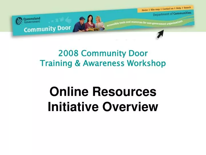 2008 community door training awareness workshop online resources initiative overview