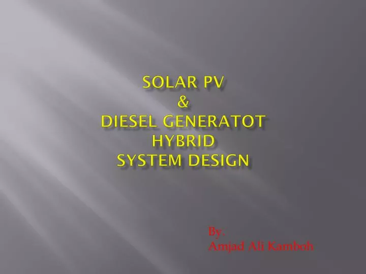 solar pv diesel generatot hybrid system design