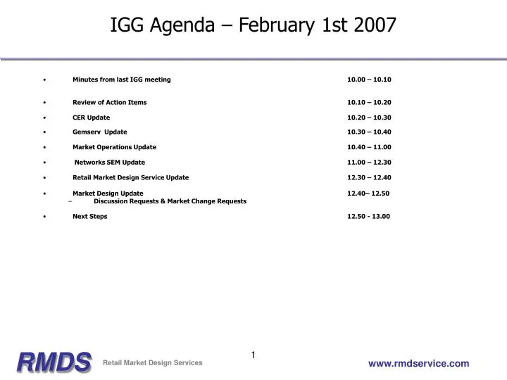 igg agenda february 1st 2007