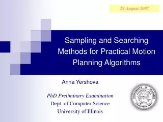 Sampling and Searching Methods for Practical Motion Planning Algorithms