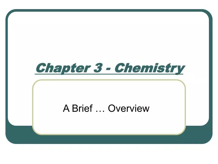 chapter 3 chemistry