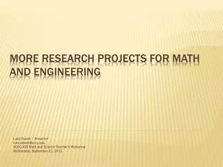More Research Projects for Math and Engineering