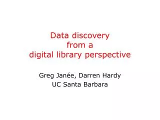 Data discovery from a digital library perspective