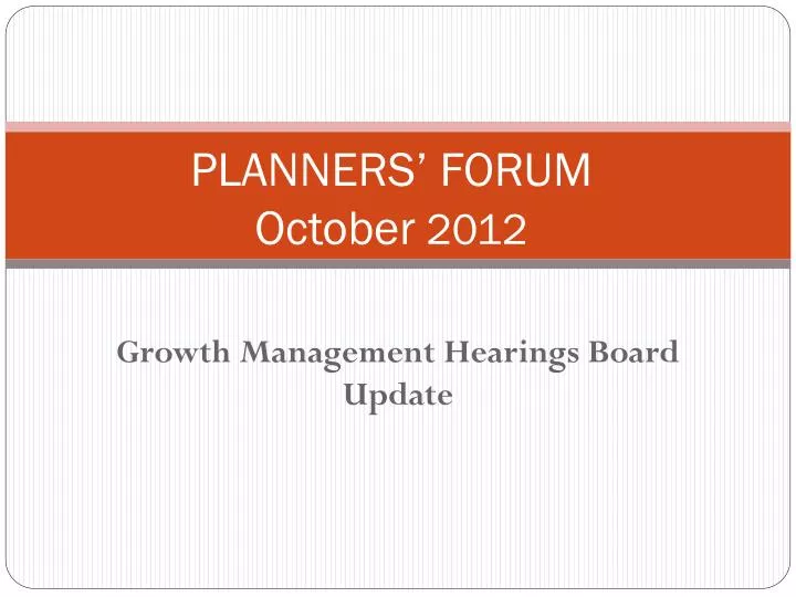 planners forum october 2012