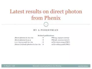 Latest results on direct photon from Phenix