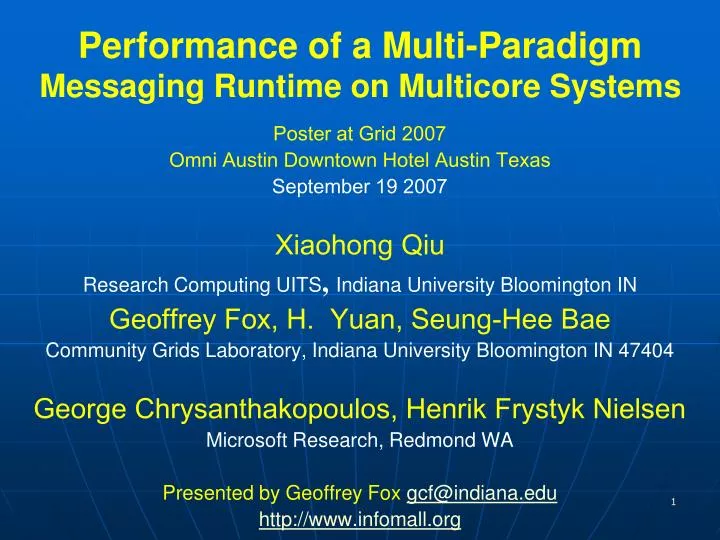 performance of a multi paradigm messaging runtime on multicore systems