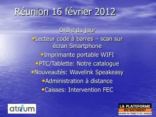 r union 16 f vrier 2012