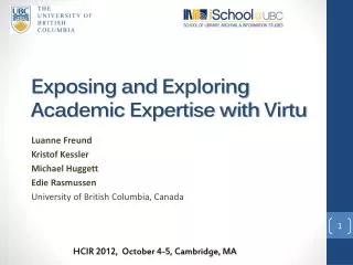 Exposing and Exploring Academic Expertise with Virtu
