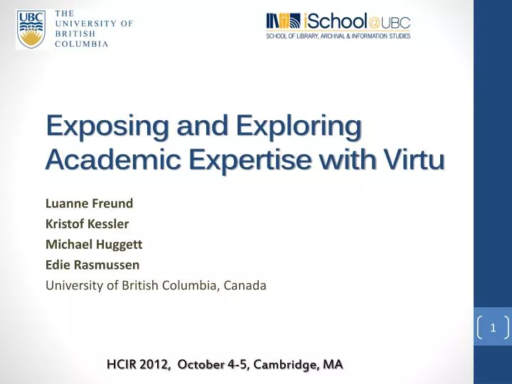 exposing and exploring academic expertise with virtu
