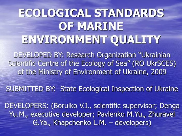 ecological standards of marine environment quality
