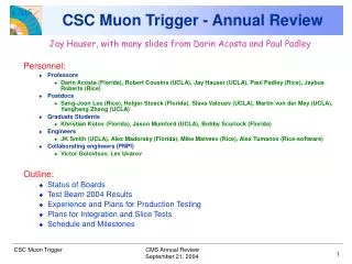 CSC Muon Trigger - Annual Review