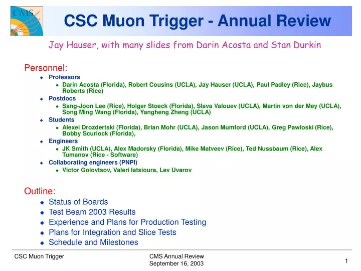 csc muon trigger annual review