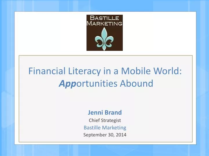 financial literacy in a mobile world app ortunities abound