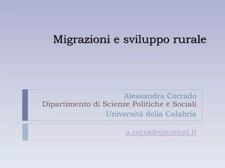 migrazioni e sviluppo rurale