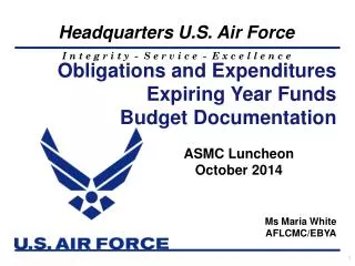Obligations and Expenditures Expiring Year Funds Budget Documentation
