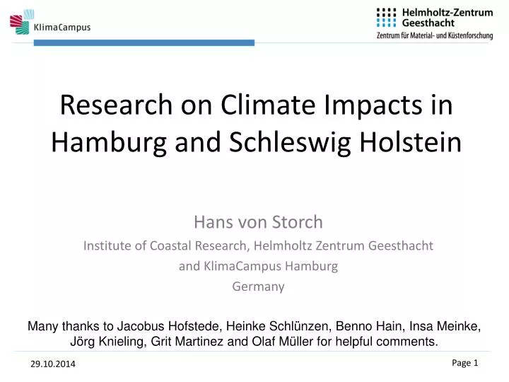 research on climate impacts in hamburg and schleswig holstein