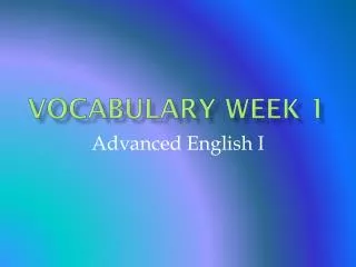 Vocabulary Week 1