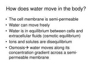 How does water move in the body?