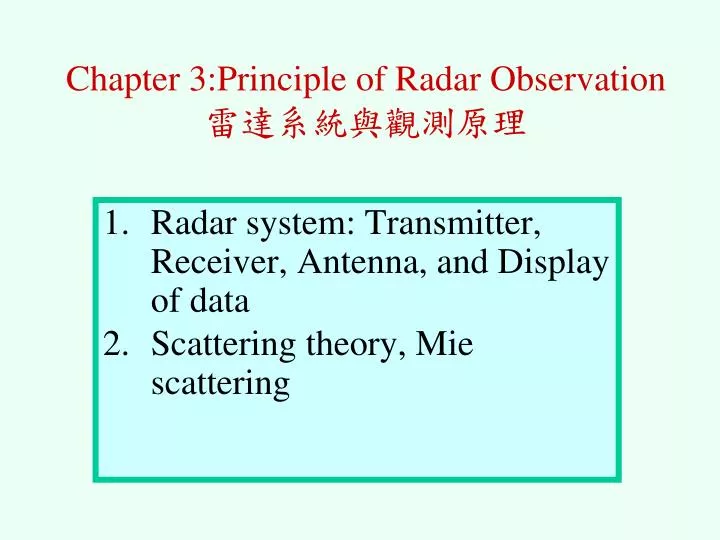 chapter 3 principle of radar observation