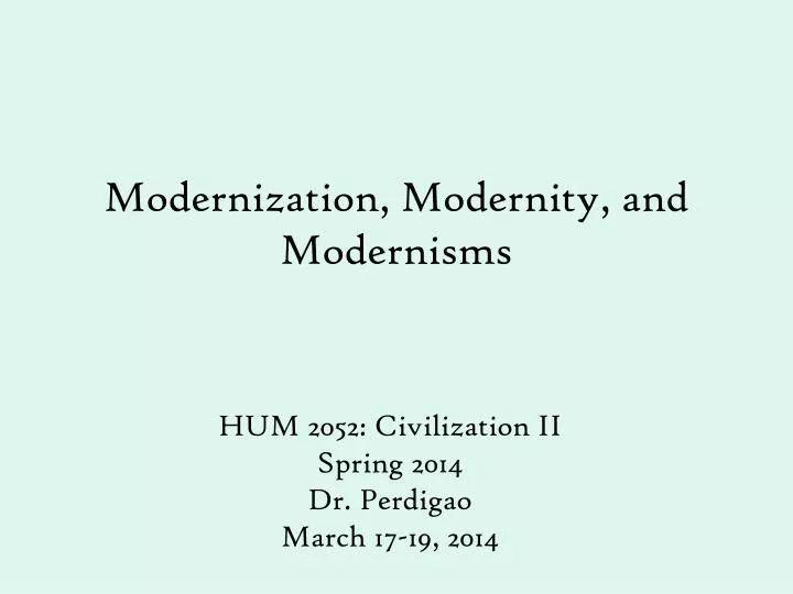 modernization modernity and modernisms