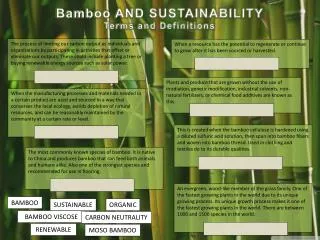 Bamboo AND SUSTAINABILITY Terms and Definitions