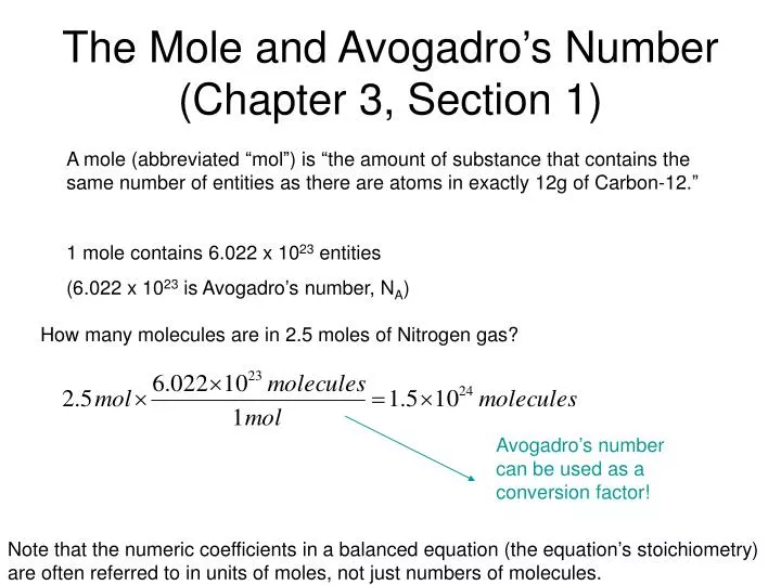the mole and avogadro s number chapter 3 section 1