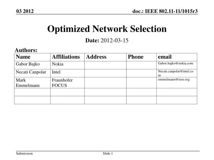 optimized network selection