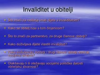 invaliditet u obitelji