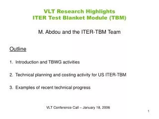 VLT Research Highlights ITER Test Blanket Module (TBM)
