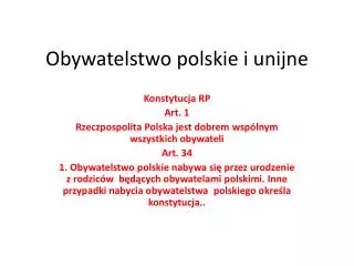 obywatelstwo polskie i unijne