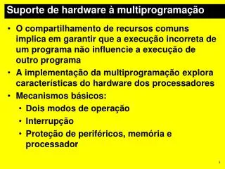 suporte de hardware multiprograma o