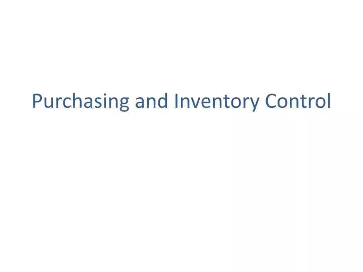 purchasing and inventory control