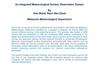 An Integrated Meteorological Surface Observation System By Wan Mohd. Nazri Wan Daud